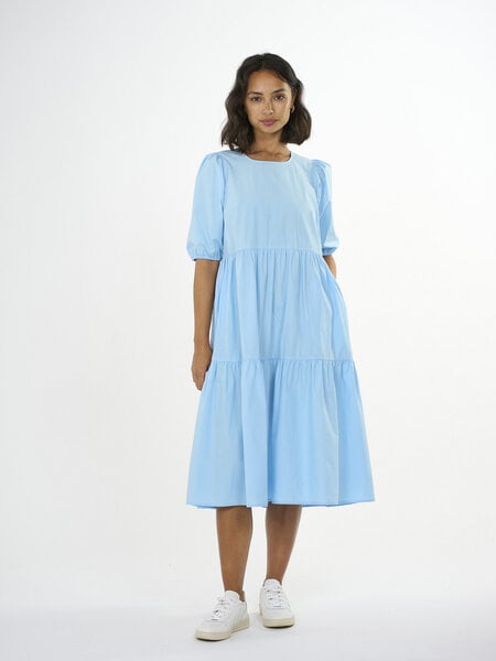 KnowledgeCotton Apparel Midi Kleid - Puff sleeve poplin dress - aus Bio-Baumwolle von KnowledgeCotton Apparel