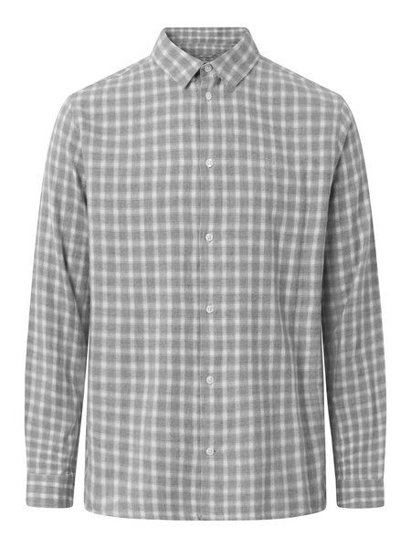 KnowledgeCotton Apparel Regular Small Check Flannel Shirt VEGAN - Grey Check von KnowledgeCotton Apparel