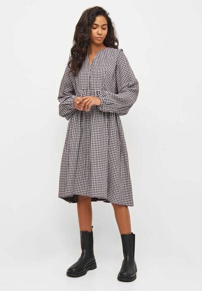 KnowledgeCotton Apparel Small Check A-Shape Midi Dress - aus Bio-Baumwollmix von KnowledgeCotton Apparel