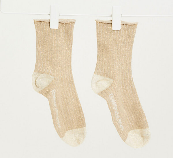 KnowledgeCotton Apparel Socken - HONEY Lurex Glitter Rib Socks - aus Bio Baumwolle & recyceltem Polyester von KnowledgeCotton Apparel