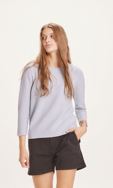 KnowledgeCotton Apparel Strickpullover Myrthe mit U-Boot Ausschnitt - aus Biobaumwolle von KnowledgeCotton Apparel