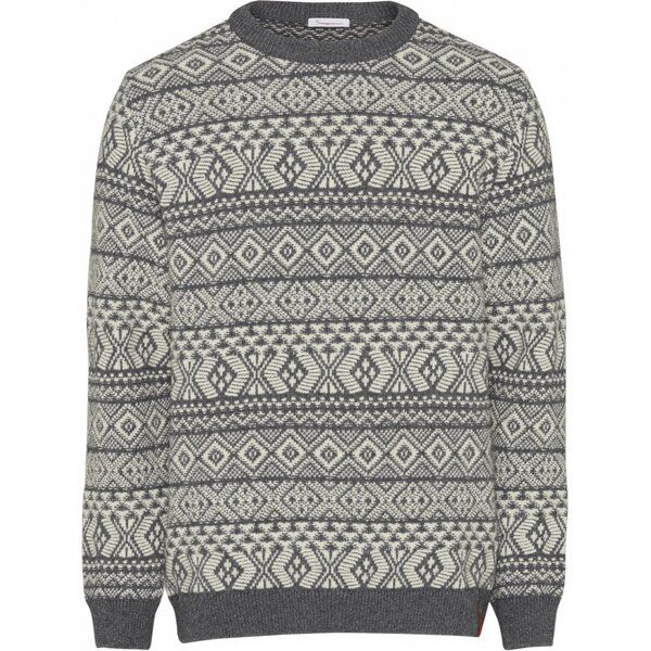 KnowledgeCotton Apparel Strickpullover aus Bio-Wolle - Two colored jacquard o-neck knit - GOTS von KnowledgeCotton Apparel