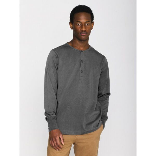 KnowledgeCotton Apparel Sweatshirt - BO long sleeve henley - aus Bio-Baumwolle von KnowledgeCotton Apparel