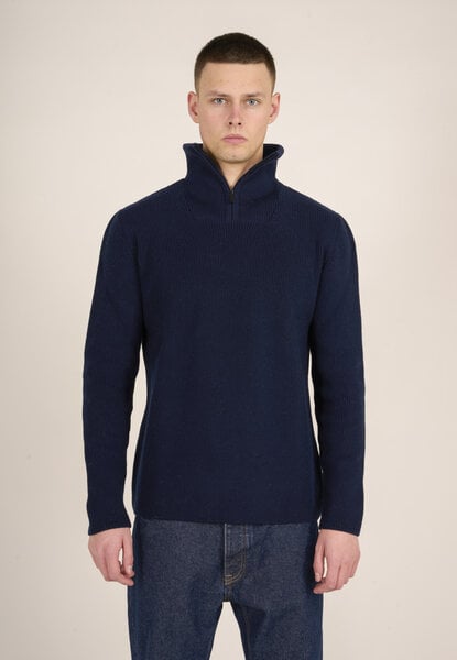 KnowledgeCotton Apparel Troyer - 1/2 neck zip merino wool rib knit - aus Bio-Wolle von KnowledgeCotton Apparel