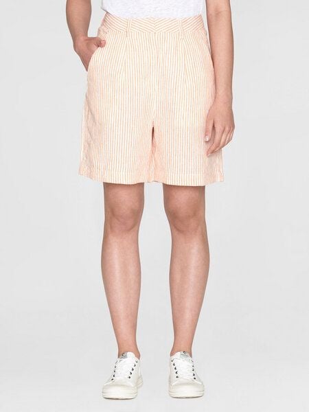 KnowledgeCotton Apparel Weite High-Waist Shorts STRIPED POSEY aus Bio-Leinen von KnowledgeCotton Apparel