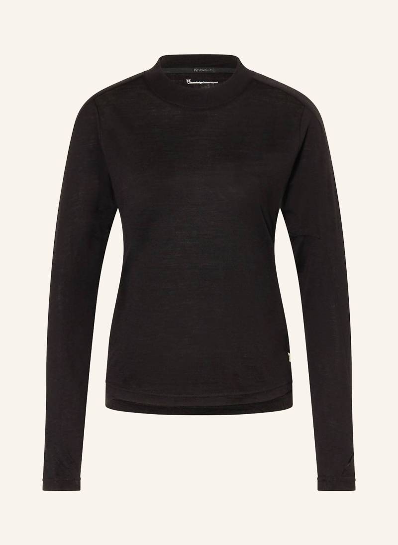 Knowledgecotton Apparel Longsleeve Dynamic Wool 175 Aus Merinowolle schwarz von KnowledgeCotton Apparel