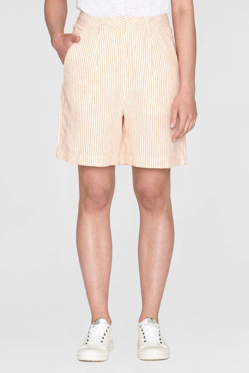 Shorts Posey Striped Leinen Orange von KnowledgeCotton Apparel