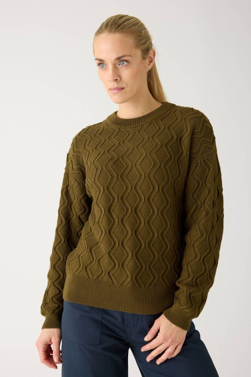 Strickpullover Cable Crew Neck Grün von KnowledgeCotton Apparel