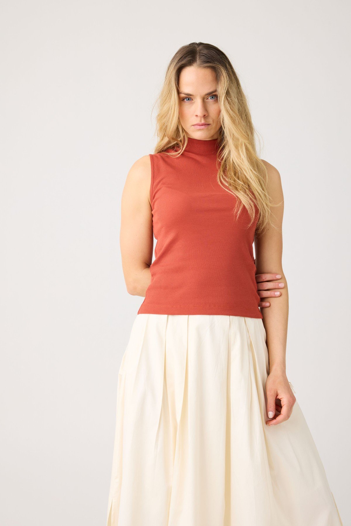 Top Rib High Neck von KnowledgeCotton Apparel