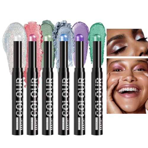Creme Lidschatten Stick | Makeup Set Mit Lidschatten Stiften - Schimmer 6 Stück Lang anhaltend Wasserfest Make-up-Stift für Reise Geburtstag Tägliche Nutzung Frauen Mädchen Kosmetik Schönheit von Knowlife