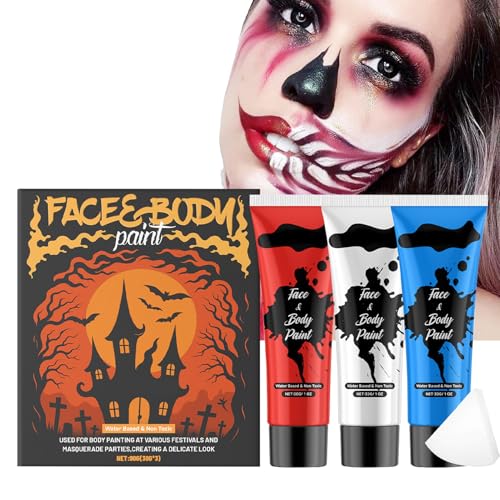 Gesichtsfarbe - 3 Teilige Wasserbasierte Kinderschminke | Wasserdichte Cosplay Accessoires & Abwaschbare Gesichtsbemalung Für Kostüme von Knowlife