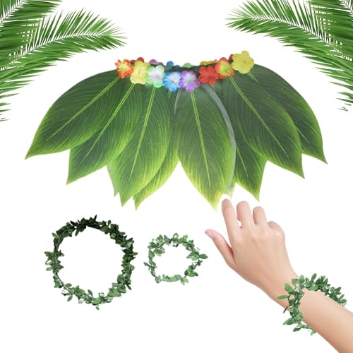 Hawaii-Grasröcke Für Damen - Hawaii Stirnband + Armbänder - Realistisches Blattdesign Atmungsaktive Leichte Stirnband & Armband Für Urlaub Abschlussfeier Geburtstag Rente Fest Party Hawaii-Grasröcke Für Damen - Hawaii Stirnband + Armbänder - Realistisches Blattdesign Atmungsaktive Leichte Stirnband & Armband Für Urlaub Abschlussfeier Geburtstag Rente Fest Party von Knowlife