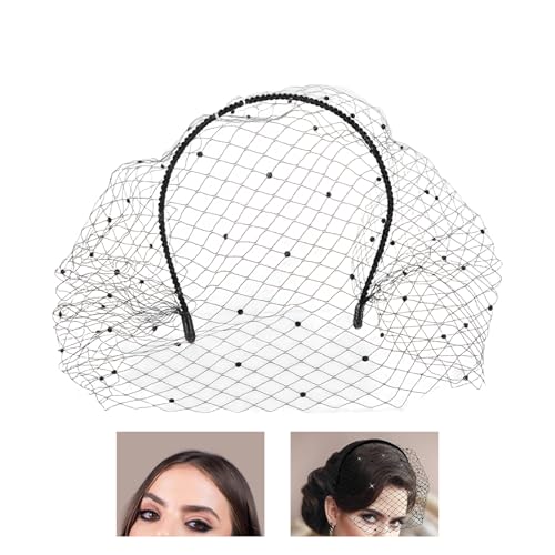 Maschenhaarspange,Eleganter Schwarzer Trauerschleier Netzhaarreifen für Mädchen | Komfortables Frisurenaccessoire Stylisches Kopfband Vielseitig Tragbar Für Alltag Geschäftsreise Teeparty Maskenball von Knowlife