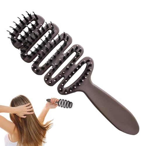 Schweineborstenmassage Kamm, Paddelbürste zum Blockentrocknen, Antistatische oder trockene Haarbürsten für Männer, Kopfhautmassage Kamm Antistatic Curly Head Com Comb fügt Glanz hinzu, verteilt Öle von Knowlife