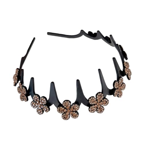 Welliges Haarband - Haaraccessoire mit Strassblume - Ganzjahrestragbarer Haarschmuck Festigt Flughaare für Damen bei Freizeit Business Sport Welliges Haarband - Haaraccessoire mit Strassblume - Ganzjahrestragbarer Haarschmuck Festigt Flughaare für Damen bei Freizeit Business Sport von Knowlife