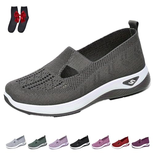Annelie Schuhe Damen, Annelie Sommerschuhe, der Leichtigkeit Spürbar Macht, Orthopädische Damenschuhe mit Fußgewölbeunterstützung (Dunkelgrau, Erwachsene, 41, Numerisch, EU Schuhgrößensystem, M) von Knubbuf