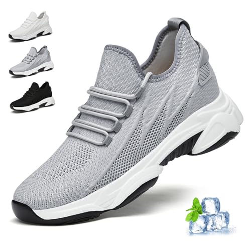 Elevate Shoes Damen, Elevate Shoes Damen 4/6/8/10 cm, Invisible Height Lifting, Mesh Atmungsaktive Walking-Sneaker (Grau 10cm, Erwachsene, 37, Numerisch, EU Schuhgrößensystem, M) von Knubbuf