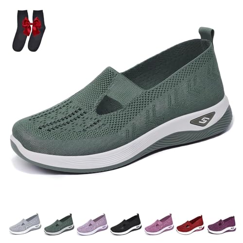 Knubbuf Annelie Schuhe Damen, Annelie Sommerschuhe, der Leichtigkeit Spürbar Macht, Orthopädische Damenschuhe mit Fußgewölbeunterstützung (Grün, Erwachsene, 39, Numerisch, EU Schuhgrößensystem, M) von Knubbuf