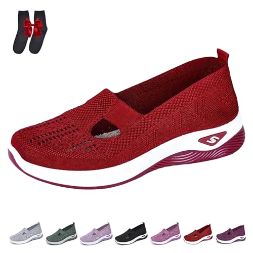 Knubbuf Annelie Schuhe Damen, Annelie Sommerschuhe, der Leichtigkeit Spürbar Macht, Orthopädische Damenschuhe mit Fußgewölbeunterstützung (Rot, Erwachsene, 40, Numerisch, EU Schuhgrößensystem, M) von Knubbuf