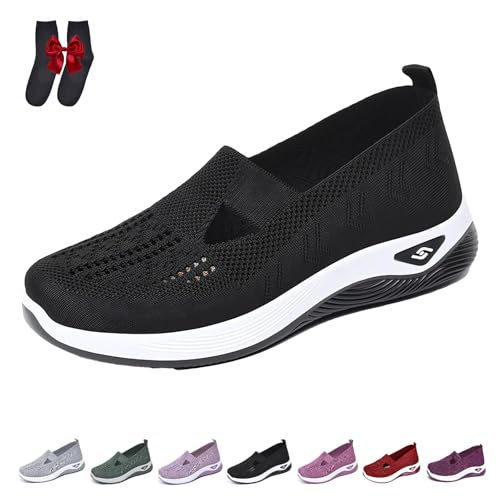 Knubbuf Annelie Schuhe Damen, Annelie Sommerschuhe, der Leichtigkeit Spürbar Macht, Orthopädische Damenschuhe mit Fußgewölbeunterstützung (Schwarz, Erwachsene, 38, Numerisch, EU Schuhgrößensystem, M) von Knubbuf