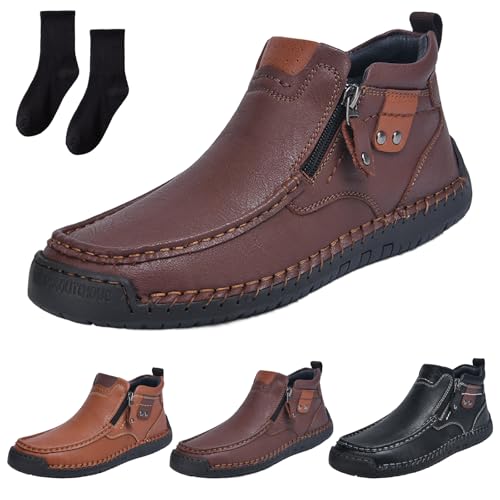 Knubbuf OrthopäDische Premium-Stiefel, High-Top Outdoor Schuhe mit Seitlichem ReißVerschluss (Dunkelbraun, Eine Größe, Erwachsene, 46, Numerisch, EU Schuhgrößensystem, M) von Knubbuf