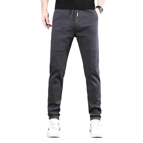 Multihosen - Hochdehnbare, Mehrfach-Taschen, Langlebige Cargo-Hosen, Stretch Cargohose Herren, zum Wandern, Spazierengehen, Campen (DE/NL/SE/PL, Alphanumerisch, M, Regular, Regular, Dunkelgrau) von Knubbuf
