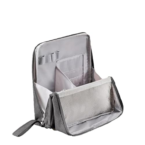 Stehende Make-up-Tasche, Mehrzweck-Stand-Make-up-Tasche aus Oxford-Stoff mit großer Kapazität, tragbarer Make-up-Organizer aus Stoff mit Mehreren Fächern, Leichter wasserdichter Organizer (Gray) von Knubbuf