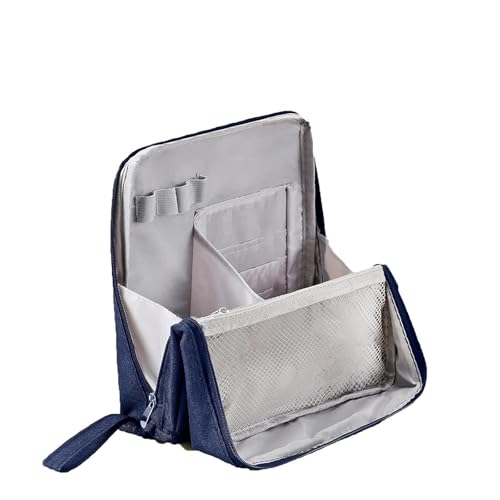 Stehende Make-up-Tasche, Mehrzweck-Stand-Make-up-Tasche aus Oxford-Stoff mit großer Kapazität, tragbarer Make-up-Organizer aus Stoff mit Mehreren Fächern, Leichter wasserdichter Organizer (Navy) von Knubbuf