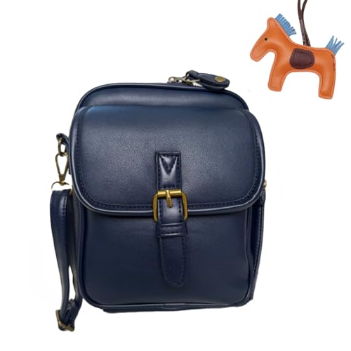 Successive Crossbody Leather Bag, Successive Vintage Large Capacity Messenger Bag, Double Layer Large Adjustable Capacity Mini Anti-Theft Messenger Bags with 10 Card Slots for Women (Dark blue) von Knubbuf