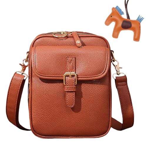 Successive Crossbody Leather Bag, Successive Vintage Large Capacity Messenger Bag, Double Layer Large Adjustable Capacity Mini Anti-Theft Messenger Bags with 10 Card Slots for Women (Light brown) von Knubbuf