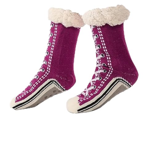 Ultra-thick Cashmere Slipper Home Socks, Cashmere Slipper Socks, Non Slip Warm Cozy Fleece Lined Fuzzy Sock for Women (Dark Purple, Erwachsene, Einheitsgröße, Alphanumerisch, EU Schuhgrößensystem, M) von Knubbuf
