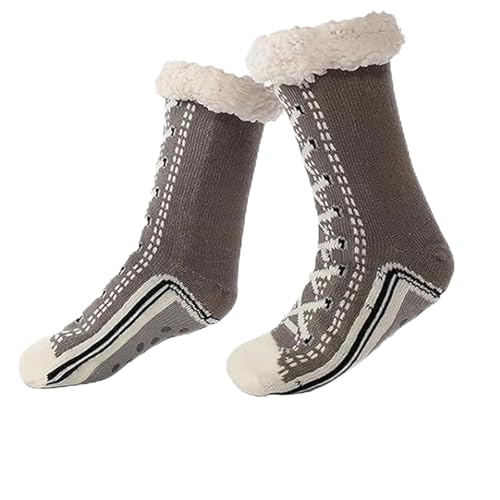 Ultra-thick Cashmere Slipper Home Socks, Cashmere Slipper Socks, Non Slip Warm Cozy Fleece Lined Fuzzy Sock for Women (Gray, Erwachsene, Einheitsgröße, Alphanumerisch, EU Schuhgrößensystem, M) von Knubbuf