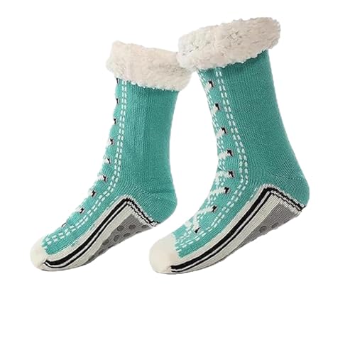 Ultra-thick Cashmere Slipper Home Socks, Cashmere Slipper Socks, Non Slip Warm Cozy Fleece Lined Fuzzy Sock for Women (Lake Blue, Erwachsene, Einheitsgröße, Alphanumerisch, EU Schuhgrößensystem, M) von Knubbuf