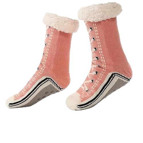 Ultra-thick Cashmere Slipper Home Socks, Cashmere Slipper Socks, Non Slip Warm Cozy Fleece Lined Fuzzy Sock for Women (Pink, Erwachsene, Einheitsgröße, Alphanumerisch, EU Schuhgrößensystem, M) von Knubbuf