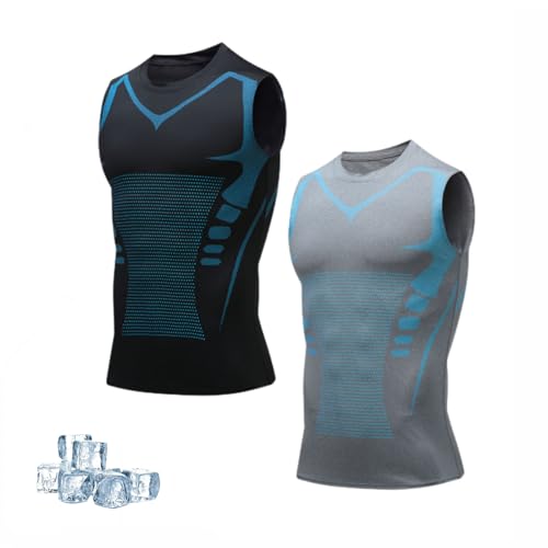 Viroon Abnehmweste, 2 Stück Version Ionic Shaping Vest Für Herren, Atmungsaktives EIS-Seiden-Gewebe, Compression Shirt (A, XL) von Knubbuf