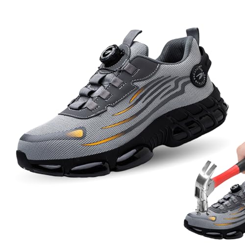 Werkstein S3 Pro Arbeitsschuhe, Leichte Arbeitsschuhe Mit KnopfschnüRung, Anti-Smash & Anti-Puncture, Ergonomischer Und Schmerzlindernder (Grau, Erwachsene, 39, Numerisch, EU Schuhgrößensystem, M) von Knubbuf