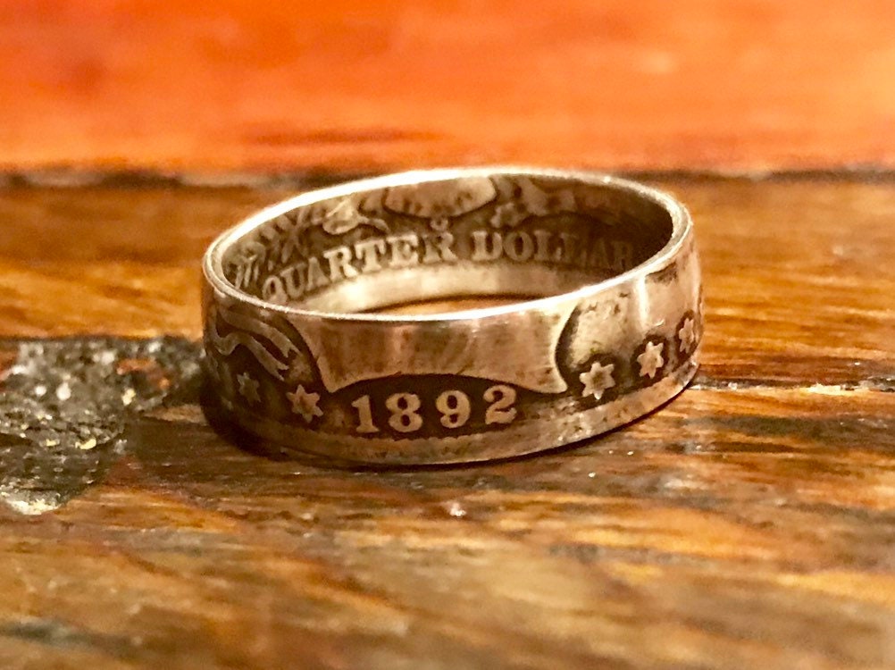 1892 Erster Jahr Barbier Viertel Münzring von KnuckleheadChains