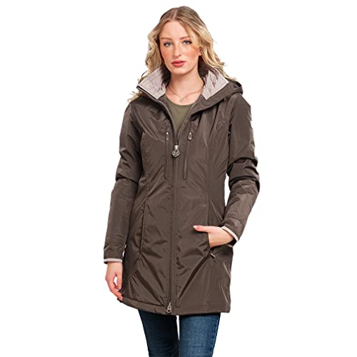 Knuffelwuff Damen Übergangsjacke - Leichte Jacke Fairfield Größe: M / 38 Braun - Atmungsaktive wasserdichte Jacke mit extra vielen Taschen für Outdoor, Wandern, Reisen, Gassi gehen von Knuffelwuff