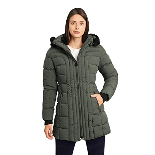 Knuffelwuff Damen Winterjacke Amsterdam Größe: S / 36 Khaki - Warme atmungsaktive wasserabweisende Jacke für Wandern, Reisen, Gassi gehen von Knuffelwuff