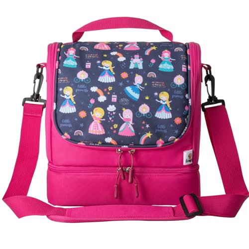 Knuffig Kinder-Umhängetasche - Toniebox & Tigerbox Transporttasche für Kinder - mit isoliertem Lunchbox-Fach und Platz für bis zu 30 Figuren (Prinzessin Pink) von Knuffig