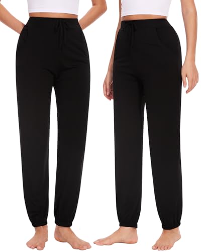 Knuffnee Damen Schlafanzughose Lang Pyjamahose Weiche Jogginghose Freizeithose mit Taschen 2 Pack Thin Schwarz/Schwarz S Knuffnee Damen Schlafanzughose Lang Pyjamahose Weiche Jogginghose Freizeithose mit Taschen 2 Pack Thin Schwarz/Schwarz S von Knuffnee