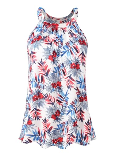 Knuffnee Damen Tank Tops mit Integriertem BH Neckholder Unterhemd Loose Fit Ärmellose Shirt Top Rote Blatt M von Knuffnee