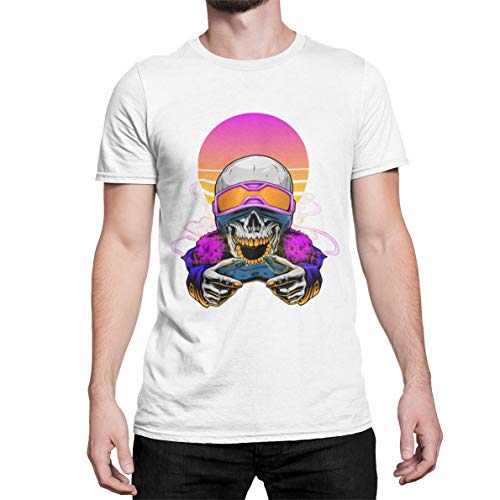 Gamer T-Shirt Herren Motiv Skull Zocker Männer Shirt Game Over Schwarz Weiß Navy Blau Gr. S-5XL (Weiß, M) von knut Fashion & Streetwear