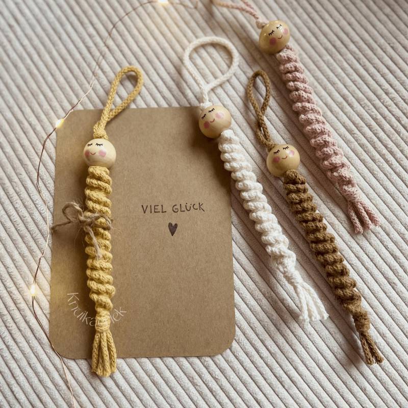 Makramee Glückswürmchen, Sorgenwürmchen in 23 Verschiedenen Farben ⁕ Optional Mit Karte von Knutkaerlek