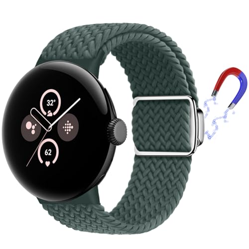 KoGiio Geflochtenes Armband für Google Pixel Watch 2 / Google Pixel Watch, Herren Damen Ersatzband Uhrenarmband,Magnetisches Ersatzbänder Kompatibel mit Google Pixel Watch 2 / - Grün von KoGiio