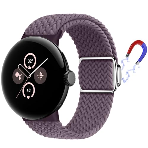 KoGiio Geflochtenes Armband für Google Pixel Watch 2 / Google Pixel Watch, Herren Damen Ersatzband Uhrenarmband,Magnetisches Ersatzbänder Kompatibel mit Google Pixel Watch 2 / - Lila von KoGiio