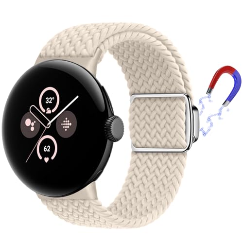 KoGiio Geflochtenes Armband für Google Pixel Watch 2 / Google Pixel Watch, Herren Damen Ersatzband Uhrenarmband,Magnetisches Ersatzbänder Kompatibel mit Google Pixel Watch 2 / - Weiss von KoGiio