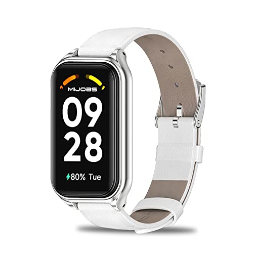 KoGiio Armband Kompatibel mit Xiaomi Redmi Smart Band 2, Damen Herren Hochwertiges Leder Uhrenarmbänder, Metallschnalle Ersatzarmband Kompatibel mit Xiaomi Redmi Smart Band 2 - Weiss von KoGiio