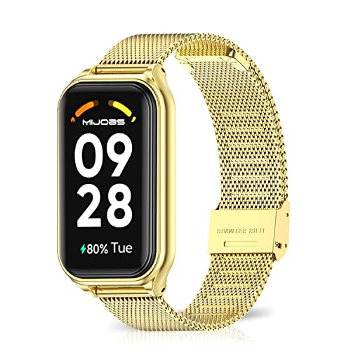 KoGiio Armband Kompatibel mit Xiaomi Redmi Smart Band 2, Männer und Frauen Atmungsaktiv Ersatzarmband, Gewebte Edelstahl Mesh Metall Uhrenarmband Kompatibel mit Xiaomi Redmi Smart Band 2 - Gold von KoGiio