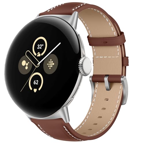 KoGiio Leder Armband für Google Pixel Watch 2 /Google Pixel Watch, Herren Damen Ersatz Weich Uhrenarmbänder, Metallschnalle Atmungsaktiv Ersatzarmband Kompatibel mit Google Pixel Watch /2 -Braun von KoGiio